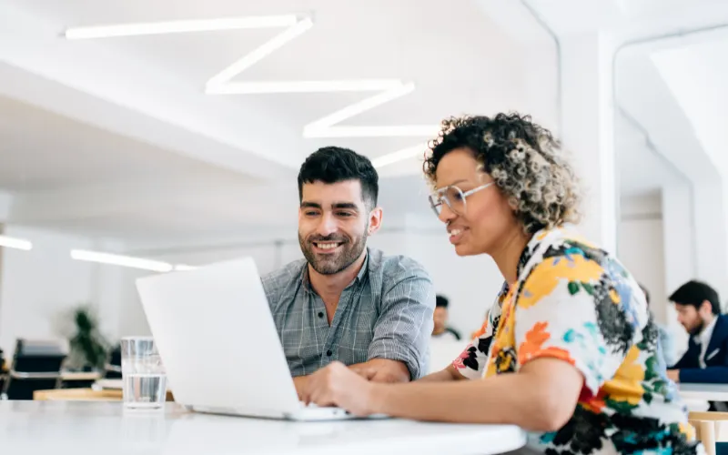 couple looking at financial portfolio