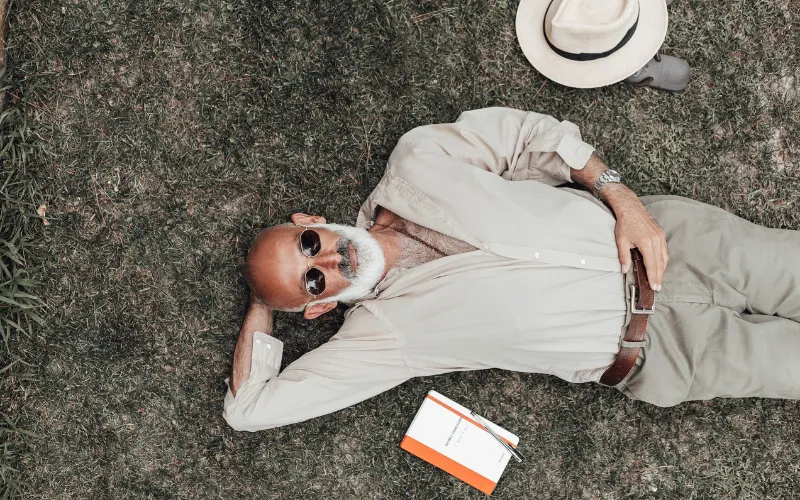 retired man relaxing